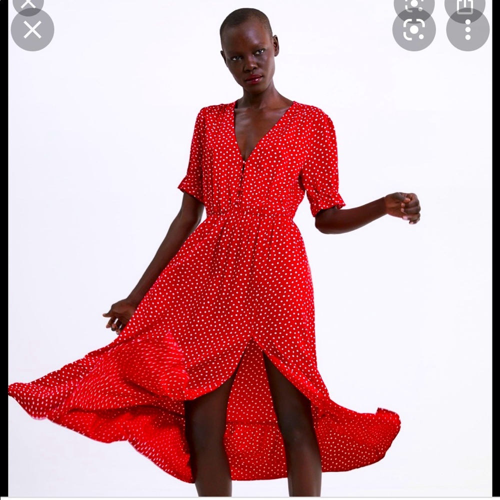 Zara Red dress with polka dot